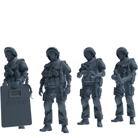 MRY-SFW SSTR321 Modern Counter-Terrorism SWAT Shield Bearer Garrison Four-Person Group