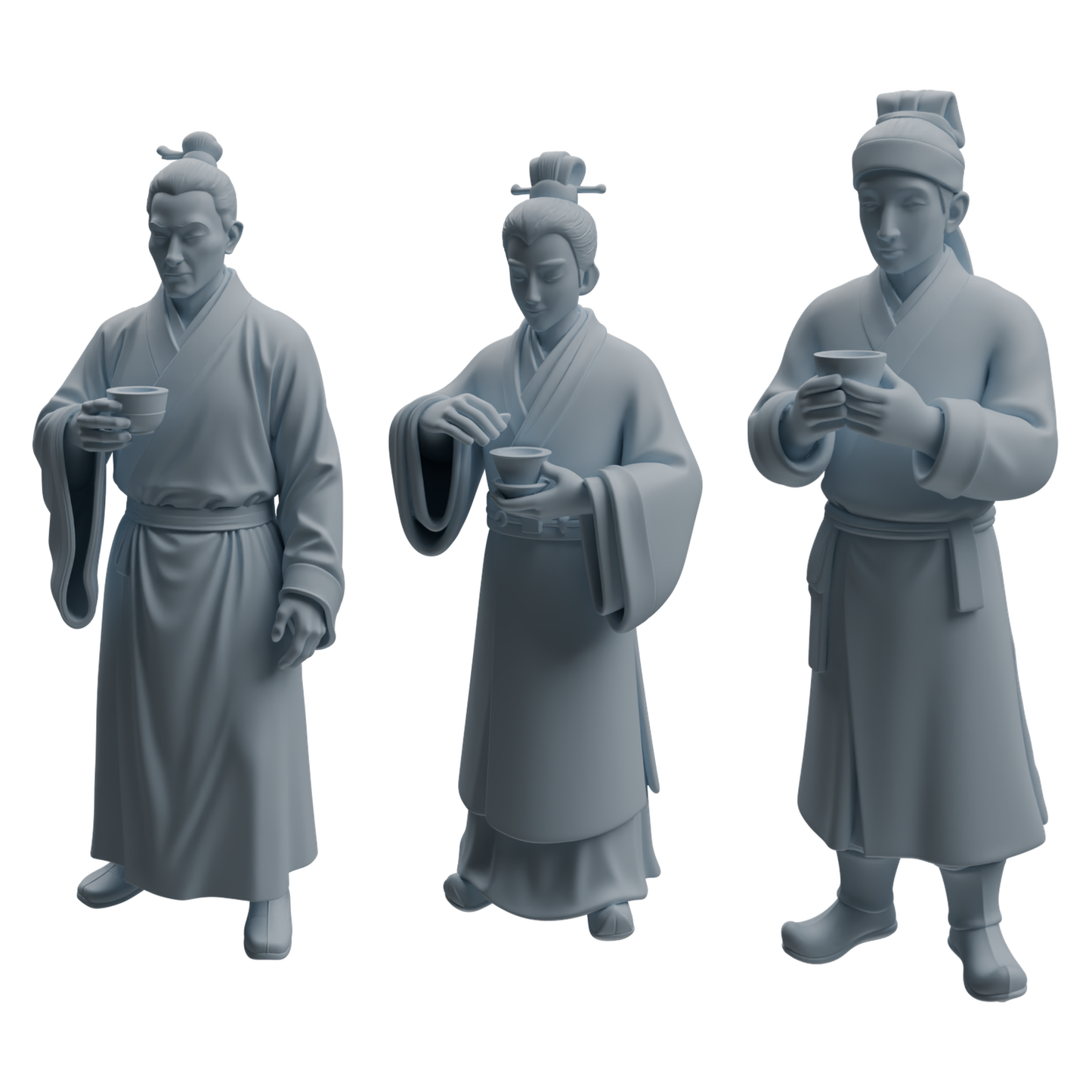 MRY-SFW LYTR981 Ancient Cup-Holding Scholar Character Modern Model 3 pcs