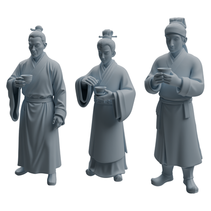 MRY-SFW LYTR981 Ancient Cup-Holding Scholar Character Modern Model 3 pcs