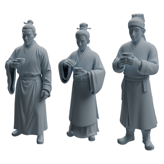 MRY-SFW LYTR981 Ancient Cup-Holding Scholar Character Modern Model 3 pcs