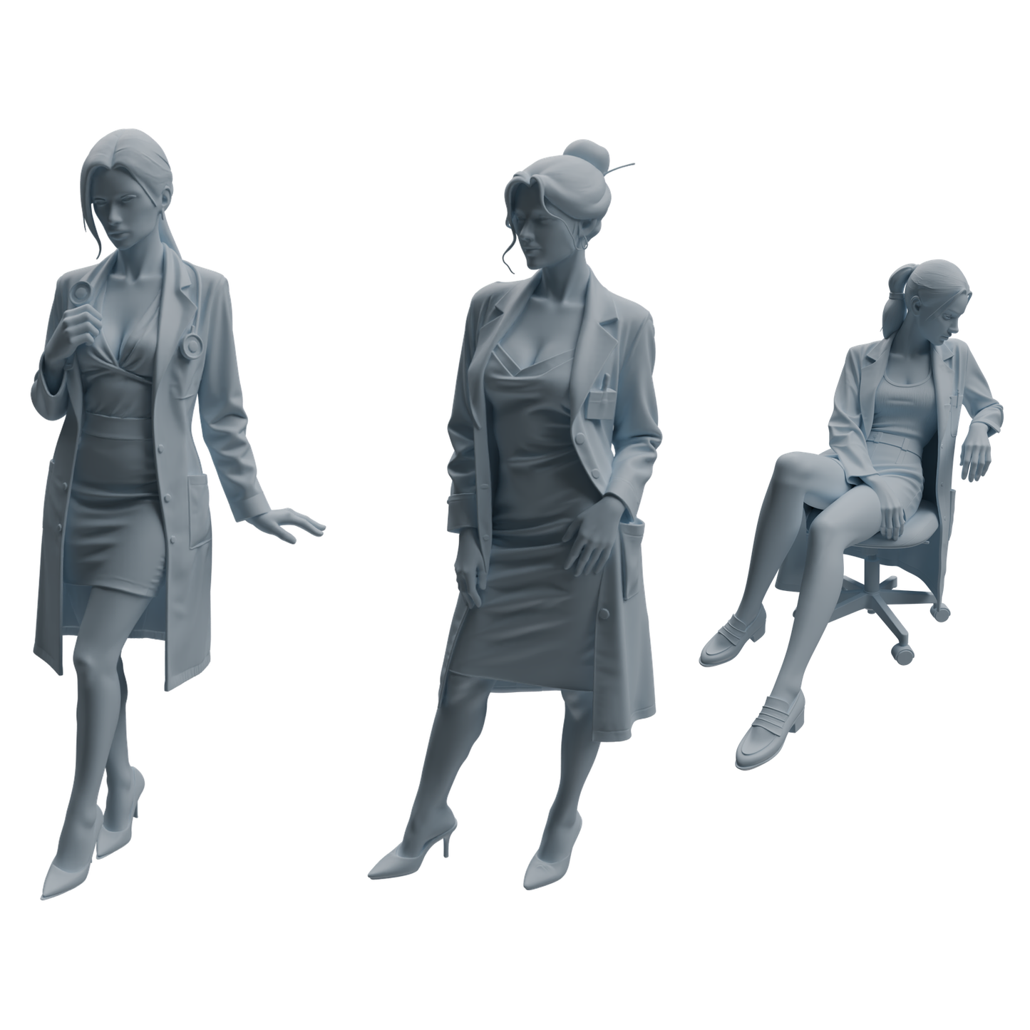 MRY-SFW LYTR1007 Female Doctor with Stethoscope Character Modern Model 3 pcs