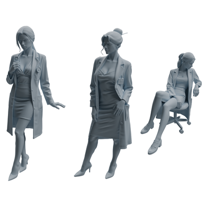 MRY-SFW LYTR1007 Female Doctor with Stethoscope Character Modern Model 3 pcs