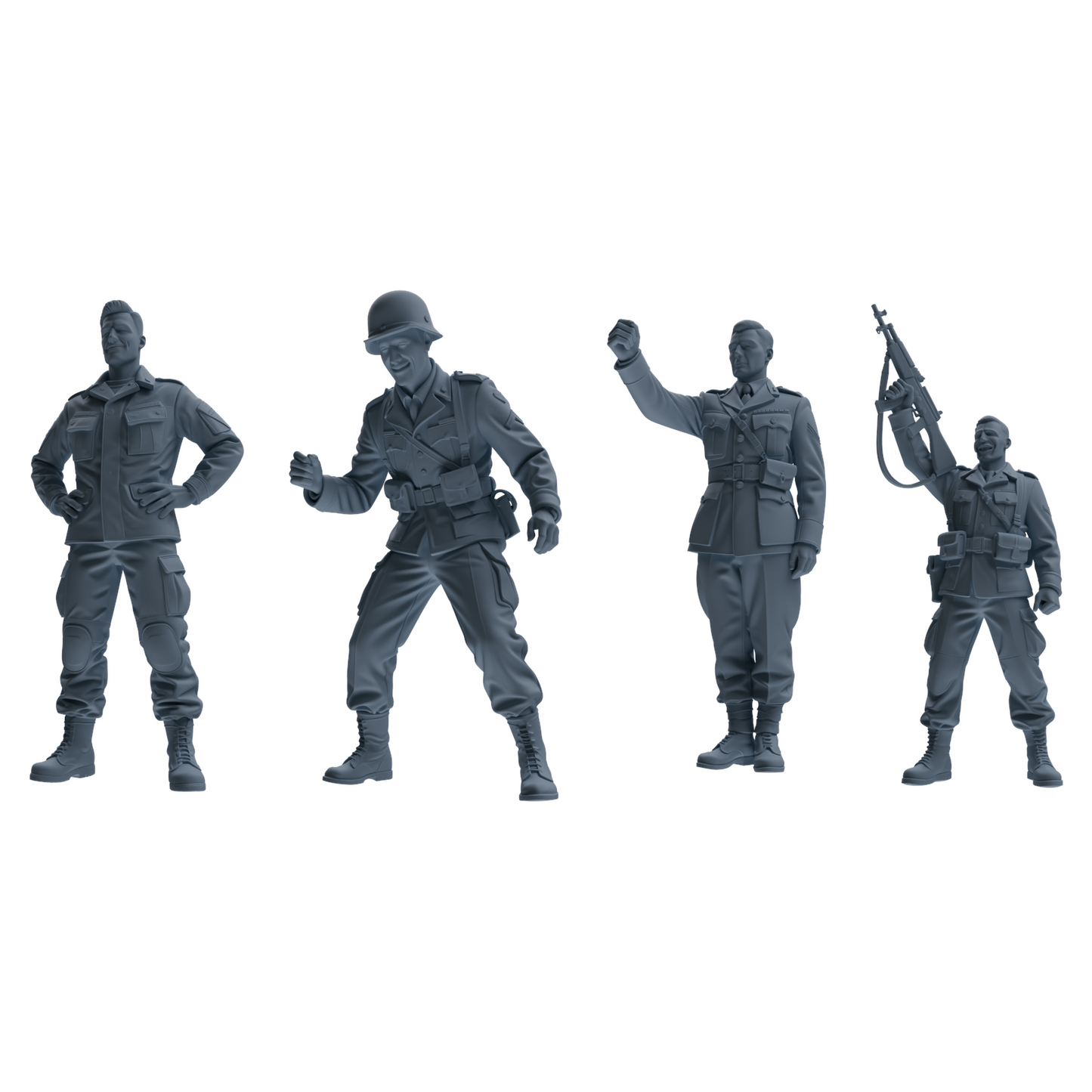 MRY-SFW SSTR195 Miniatures Soldier Model Kit Celebrating Soldier Pose Modern Model 4 pcs