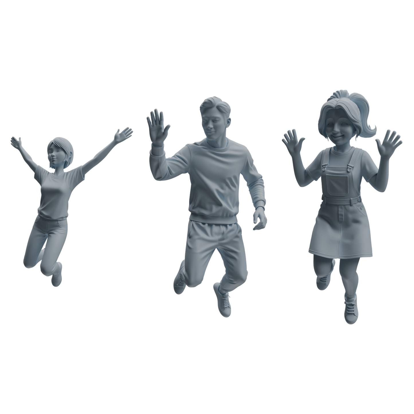 MRY-SFW LYTR1059 Jumping & Waving Character Modern Model 3 pcs