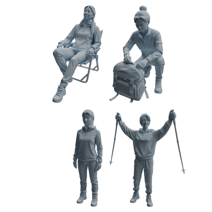 MRY-SFW LYTR1016 Hiking Camping Female Character Modern Model 4 pcs