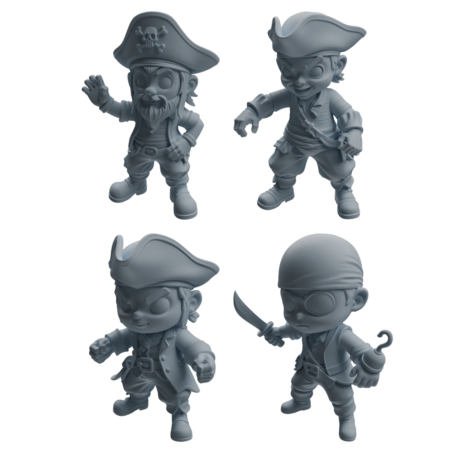 MRY-SFW LYTR1089 Chibi Pirate Character Modern Model 4 pcs