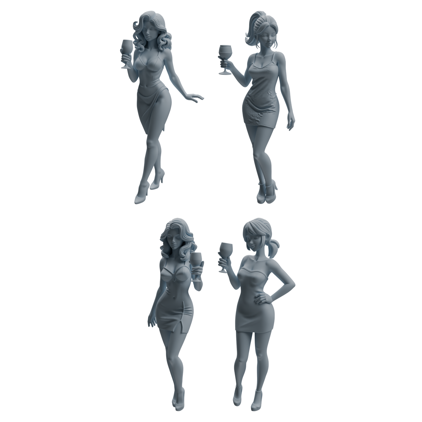 MRY-SFW LYTR934 Bar Guest Woman Character Modern Model 4 pcs