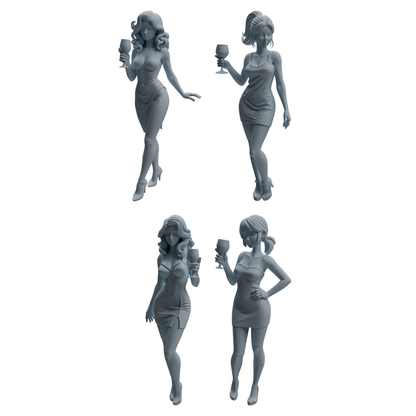 MRY-SFW LYTR934 Bar Guest Woman Character Modern Model 4 pcs