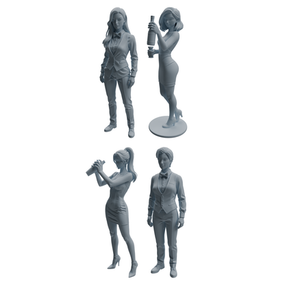 MRY-SFW LYTR933 Bar Bartender Woman Character Modern Model 4 pcs