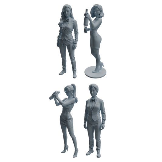 MRY-SFW LYTR933 Bar Bartender Woman Character Modern Model 4 pcs