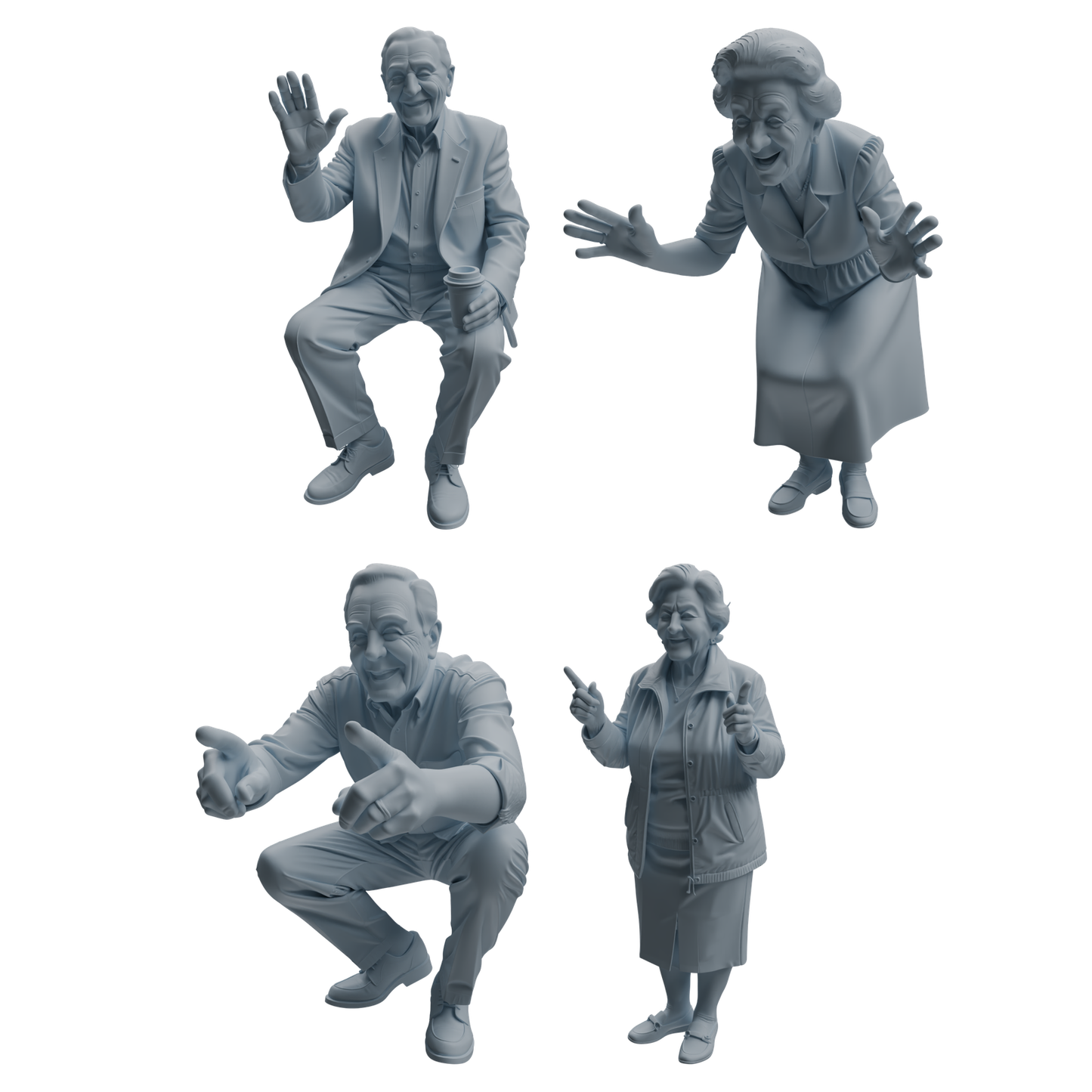 MRY-SFW LYTR1035 Interactive Elderly Character Modern Model 4 pcs