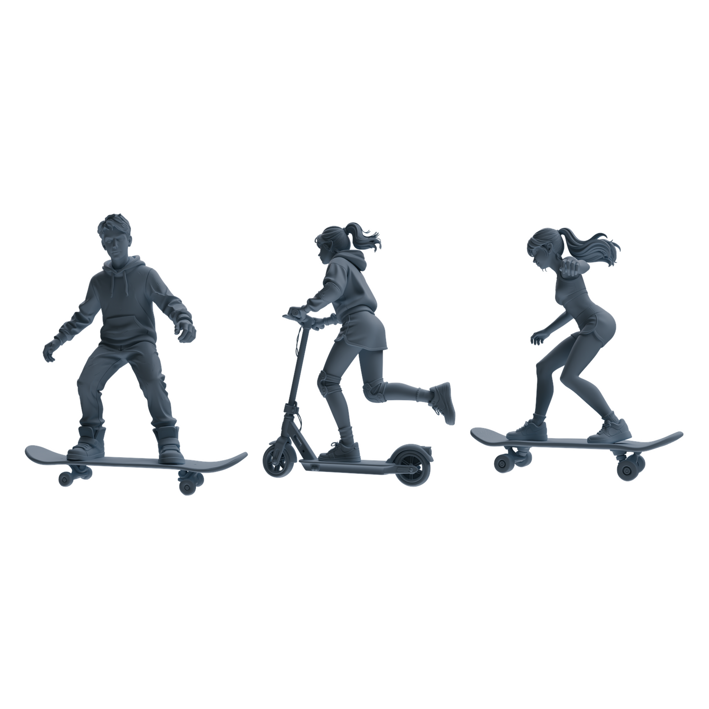 MRY-SFW LYTR787 Skateboard Figure Modern Model 3 pcs Miniature Car Diorama Figures Scene Props Accessories Resin