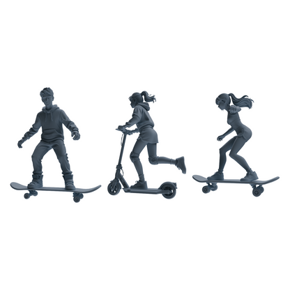 MRY-SFW LYTR787 Skateboard Figure Modern Model 3 pcs Miniature Car Diorama Figures Scene Props Accessories Resin