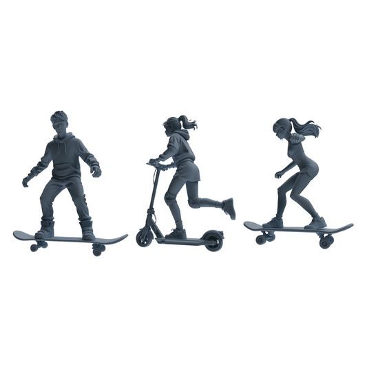 MRY-SFW LYTR787 Skateboard Figure Modern Model 3 pcs Miniature Car Diorama Figures Scene Props Accessories Resin