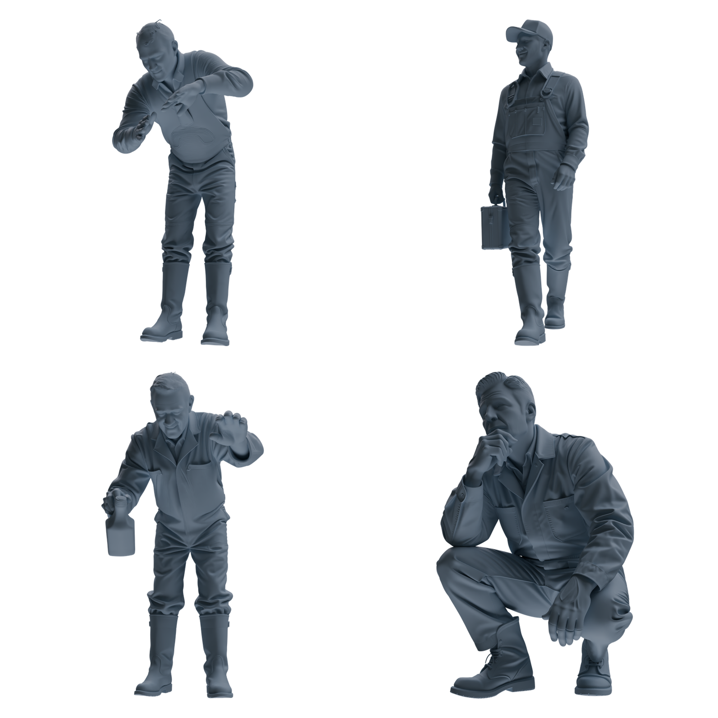MRY-SFW LYTR913 Farm Worker Man Multi-pose Modern Model 4 pcs