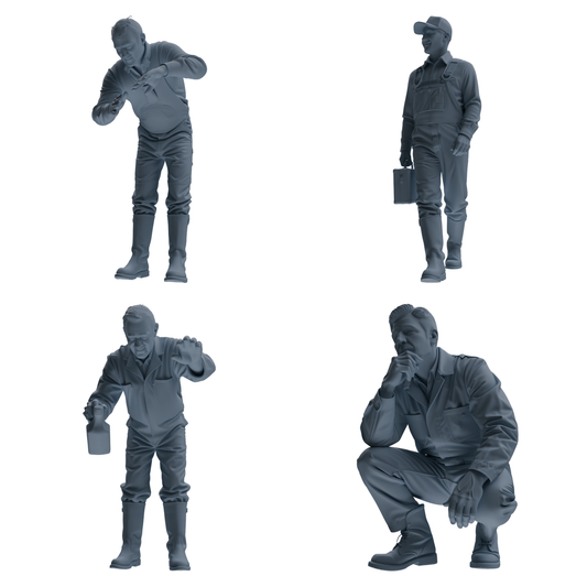 MRY-SFW LYTR913 Farm Worker Man Multi-pose Modern Model 4 pcs