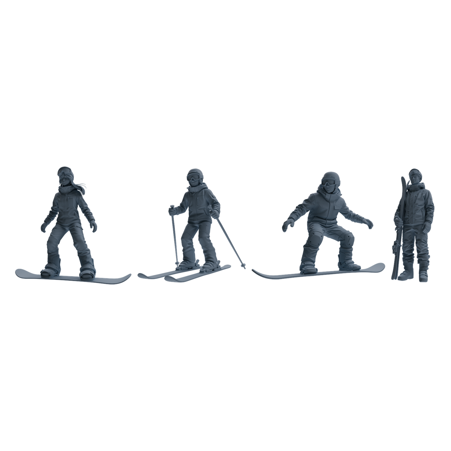 MRY-SFW LYTR786 Skiing Figure Modern Model 4 pcs Miniature Car Diorama Figures Scene Props Accessories Resin