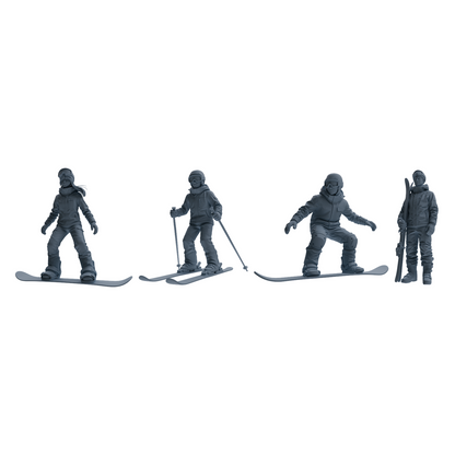 MRY-SFW LYTR786 Skiing Figure Modern Model 4 pcs Miniature Car Diorama Figures Scene Props Accessories Resin