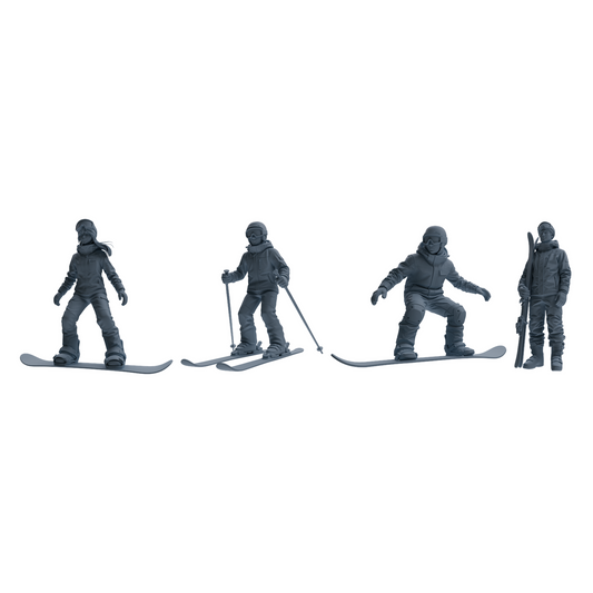 MRY-SFW LYTR786 Skiing Figure Modern Model 4 pcs Miniature Car Diorama Figures Scene Props Accessories Resin