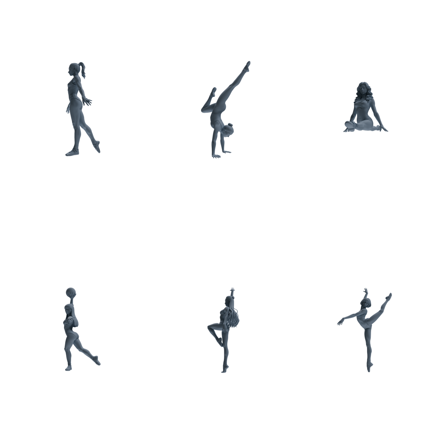 MRY-SFW LYTR835 Rhythmic Gymnastics Female Athlete Figure Modern Model 6 pcs Miniature Car Diorama Figures Scene Props Accessories Resin