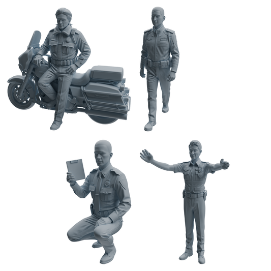 MRY-SFW LYTR960 Multi-Scene On-Duty Male Police Officer Character Modern Model 4 pcs