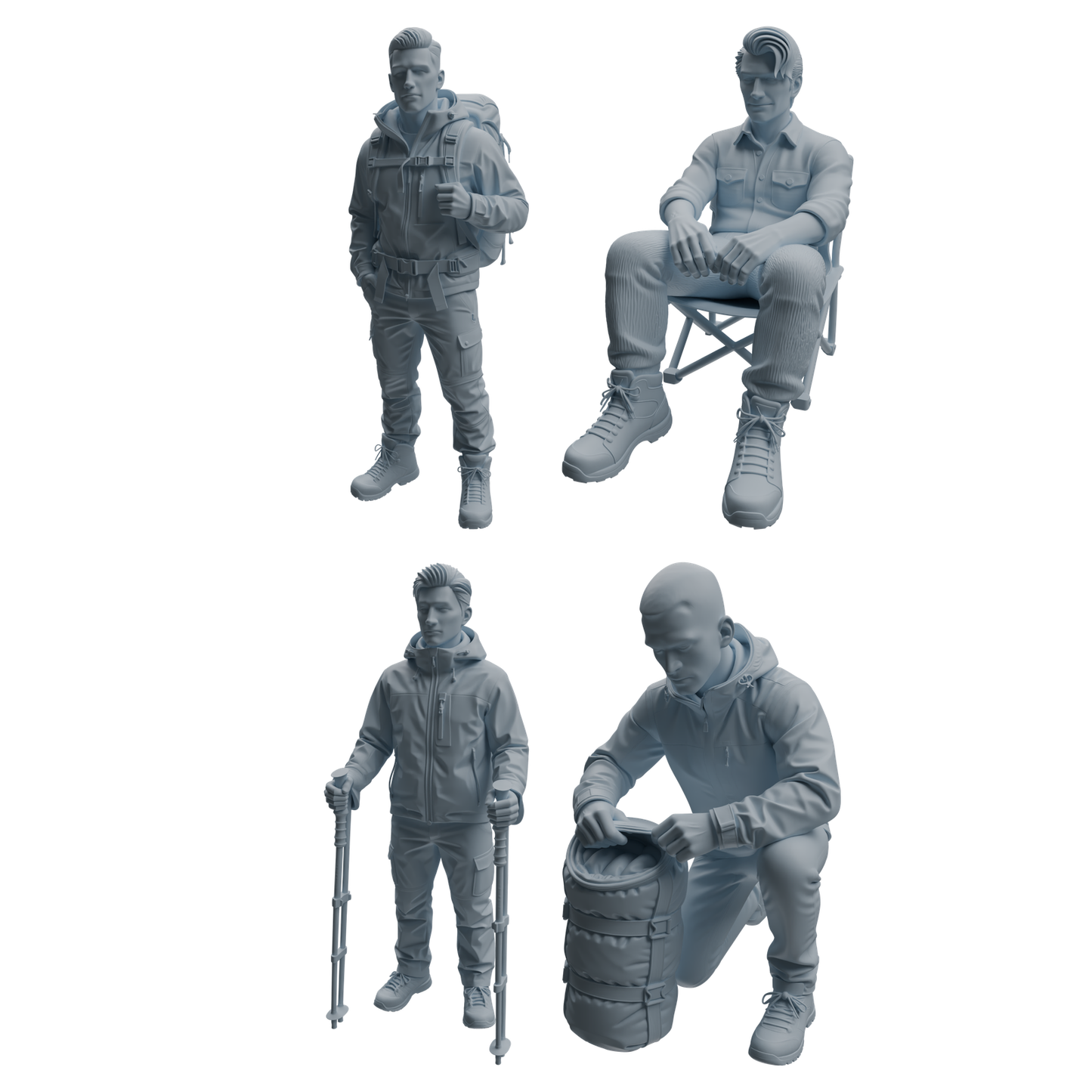 MRY-SFW LYTR1015 Hiking Camping Gear Male Character Modern Model 4 pcs