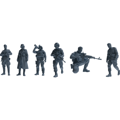 MRY-SFW SSTR181 Miniatures Soldier Model Kit Combat Soldier Pose Modern Model 6 pcs