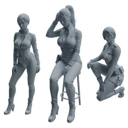 MRY-SFW LYTR956 Multi-Pose Female Police Officer Character Modern Model 3 pcs