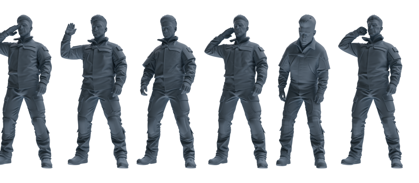MRY-SFW LYGR694 Modern U.S. Military Six-Person Saluting Group
