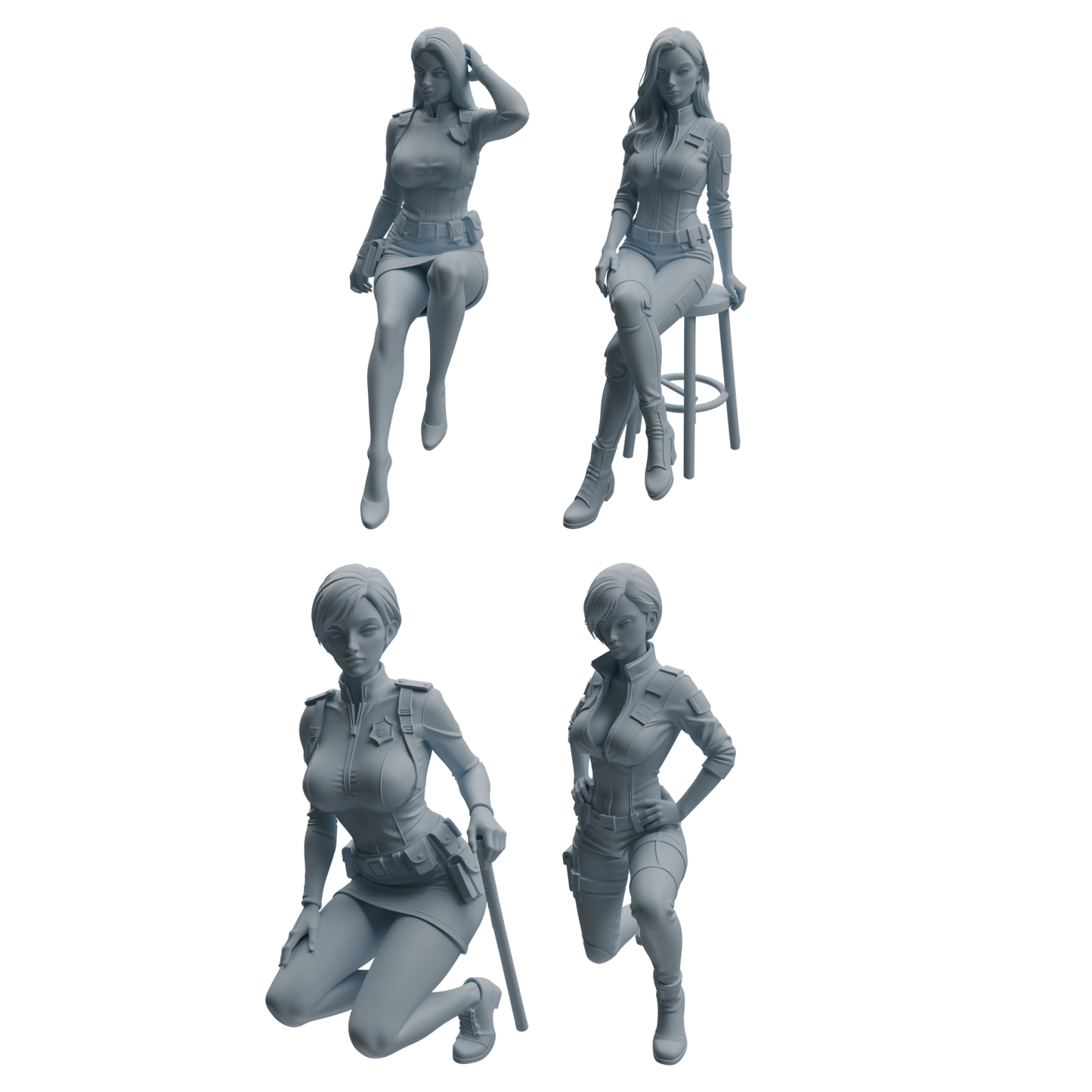 MRY-SFW LYTR955 Seated Female Police Officer Character Modern Model 4 pcs