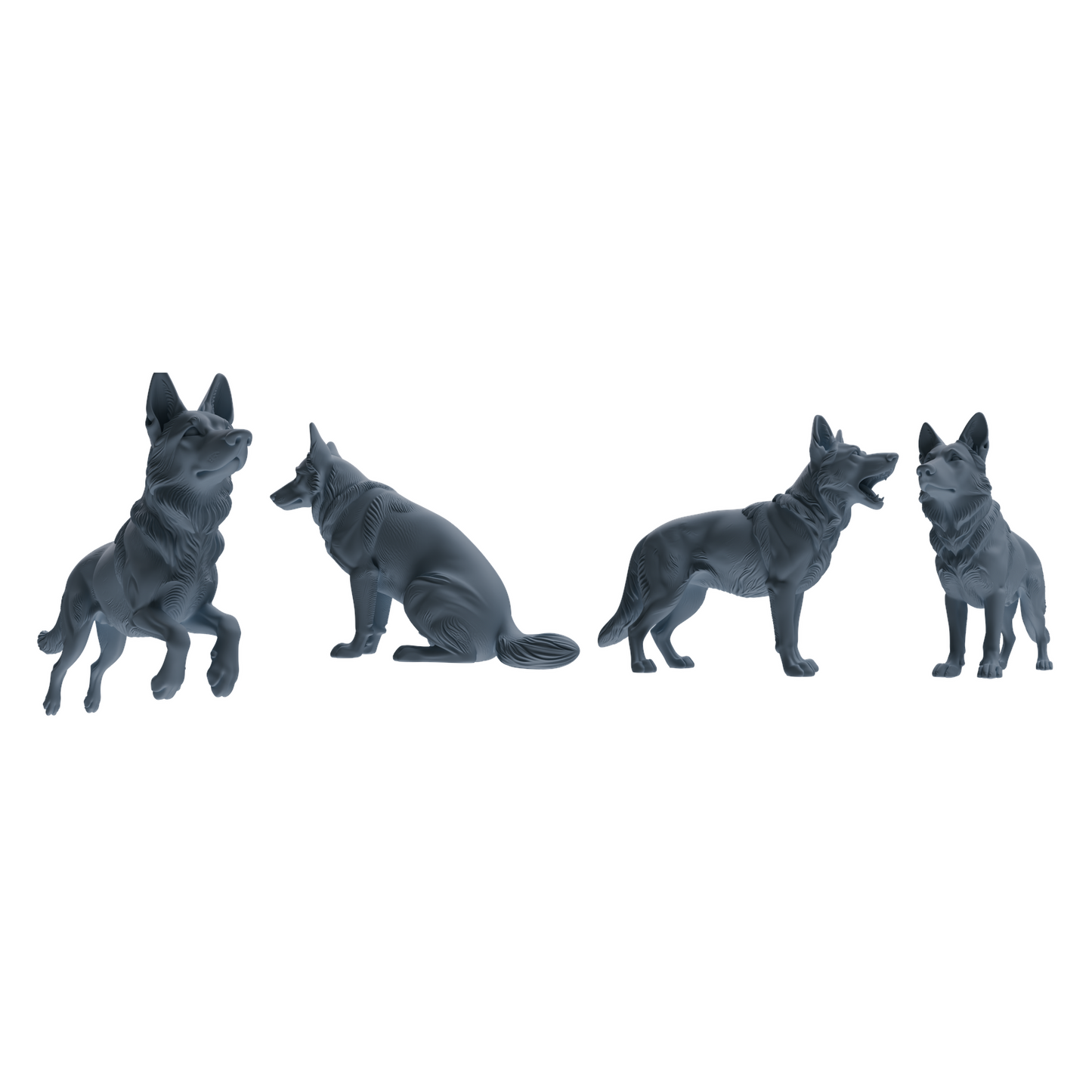 MRY-SFW LYTR839 German Shepherd Pose Model 4 pcs Miniature Car Diorama Figures Scene Props Accessories Resin