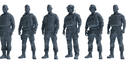 MRY-SFW SSTR038 Miniatures Soldier Model Kit 1993 Mogadishu Black Hawk Helicopter Soldier Standing at Attention Six-Person Group 2