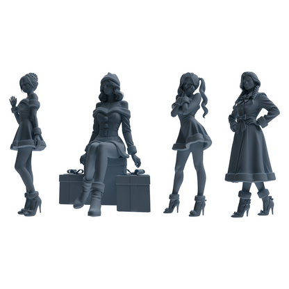 MRY-SFW LYTR882 Christmas Themed Woman Figure Modern Model 4 pcs
