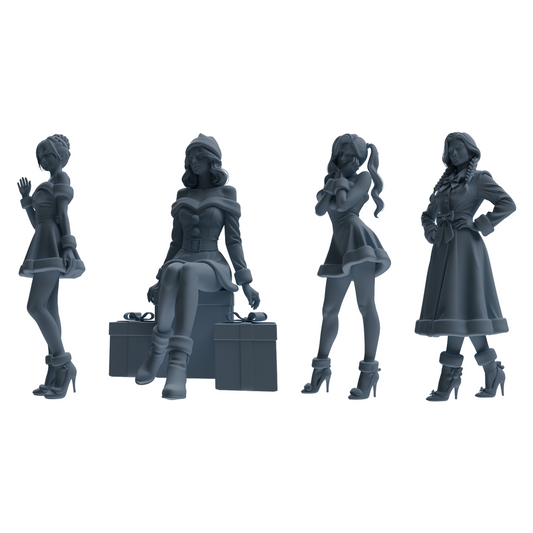 MRY-SFW LYTR882 Christmas Themed Woman Figure Modern Model 4 pcs