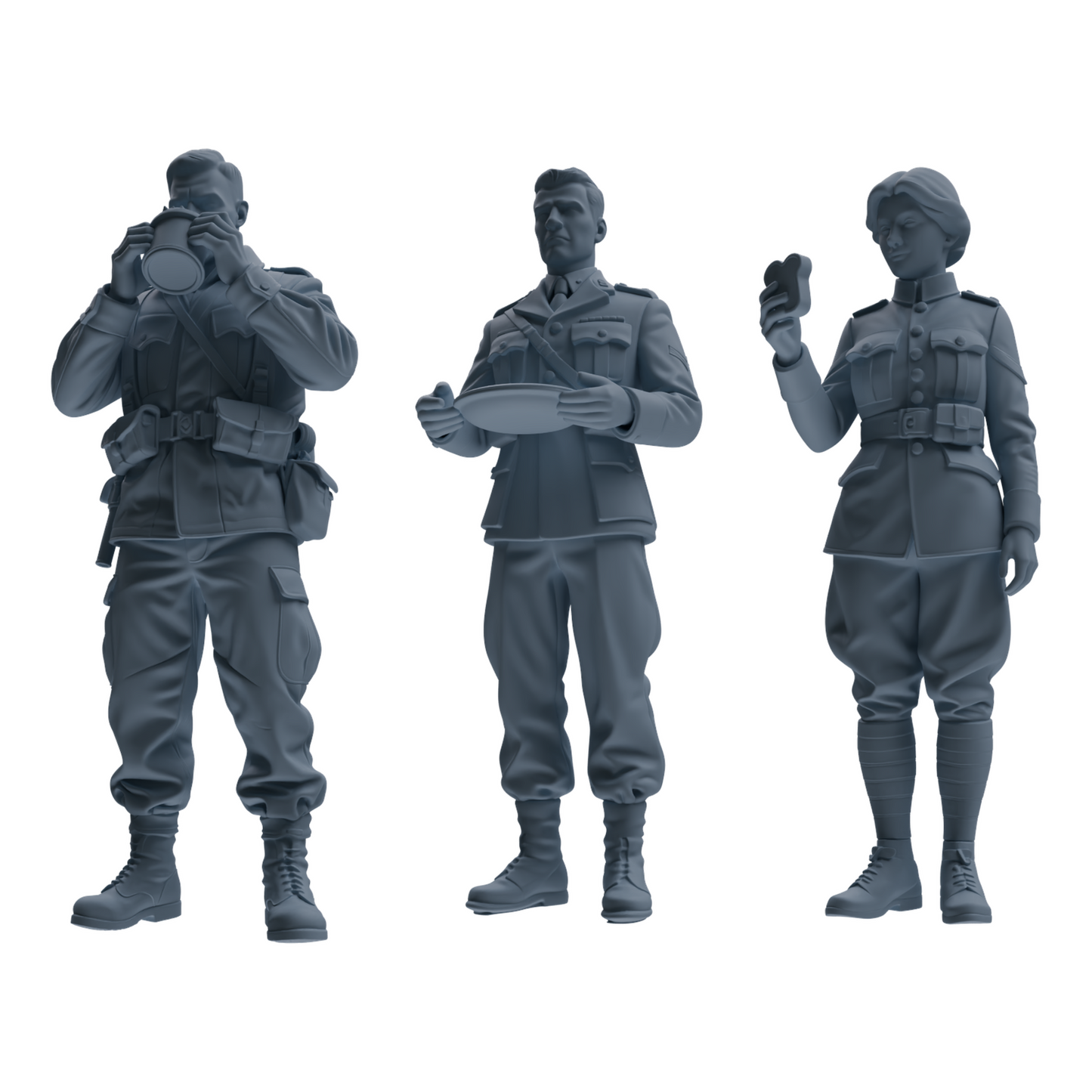 MRY-SFW SSTR200 Miniatures Soldier Model Kit Meal Time Soldier Pose Modern Model 3 pcs