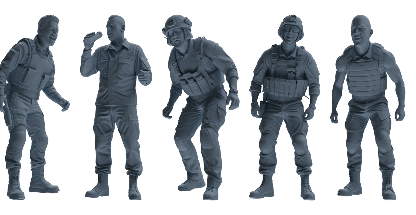 MRY-SFW SSTR026 Miniatures Soldier Model Kit 1993 Mogadishu Black Hawk Helicopter Soldier Singing Five-Person Group