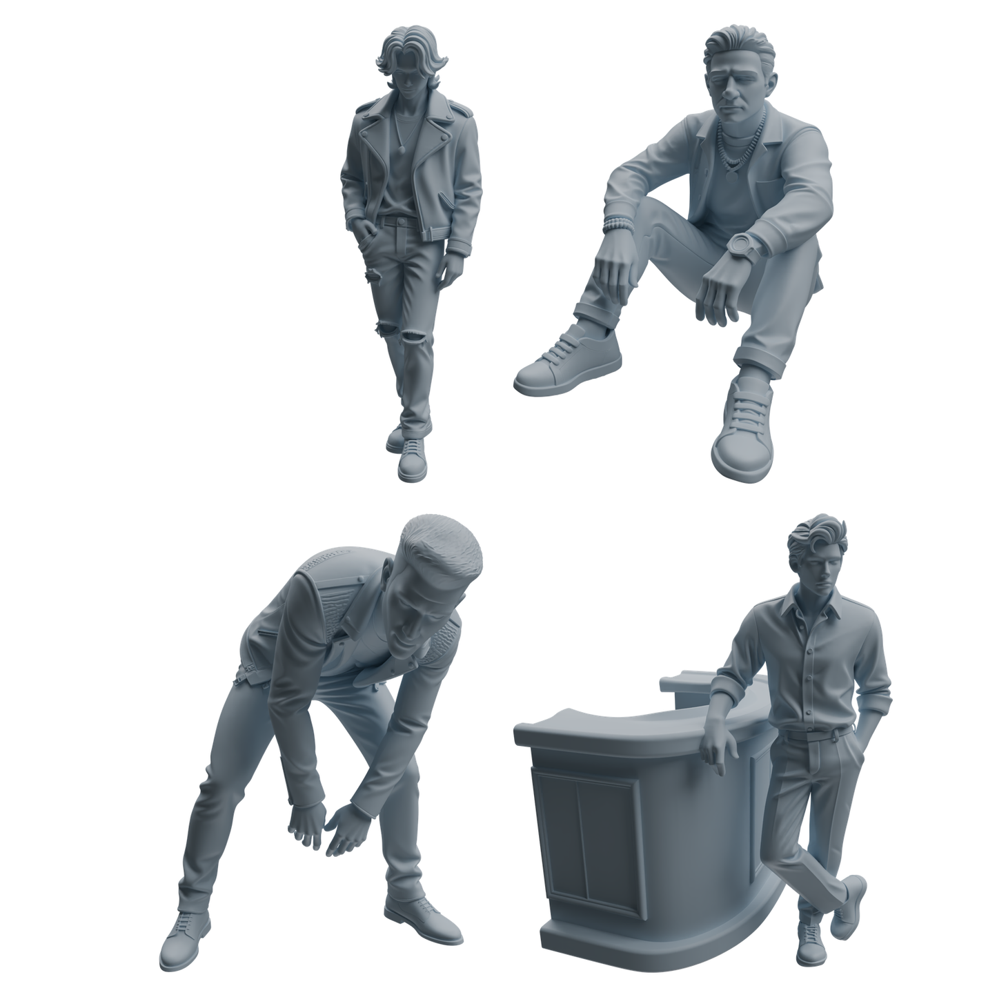 MRY-SFW LYTR940 Bar Counter Man Character Modern Model 4 pcs