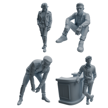 MRY-SFW LYTR940 Bar Counter Man Character Modern Model 4 pcs