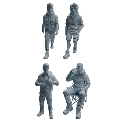 MRY-SFW LYTR1020 Casual Camping Male Character Modern Model 4 pcs