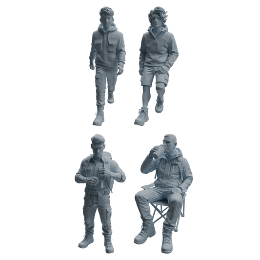 MRY-SFW LYTR1020 Casual Camping Male Character Modern Model 4 pcs