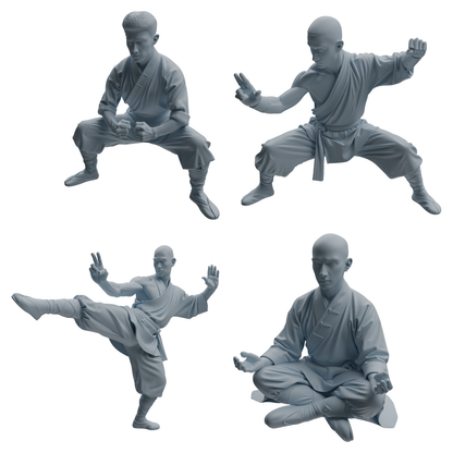 MRY-SFW LYTR1077 Multi-pose Martial Monk Character Modern Model 4 pcs