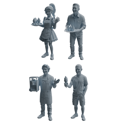 MRY-SFW LYTR1057 Ice Cream Shop Staff Character Modern Model 4 pcs