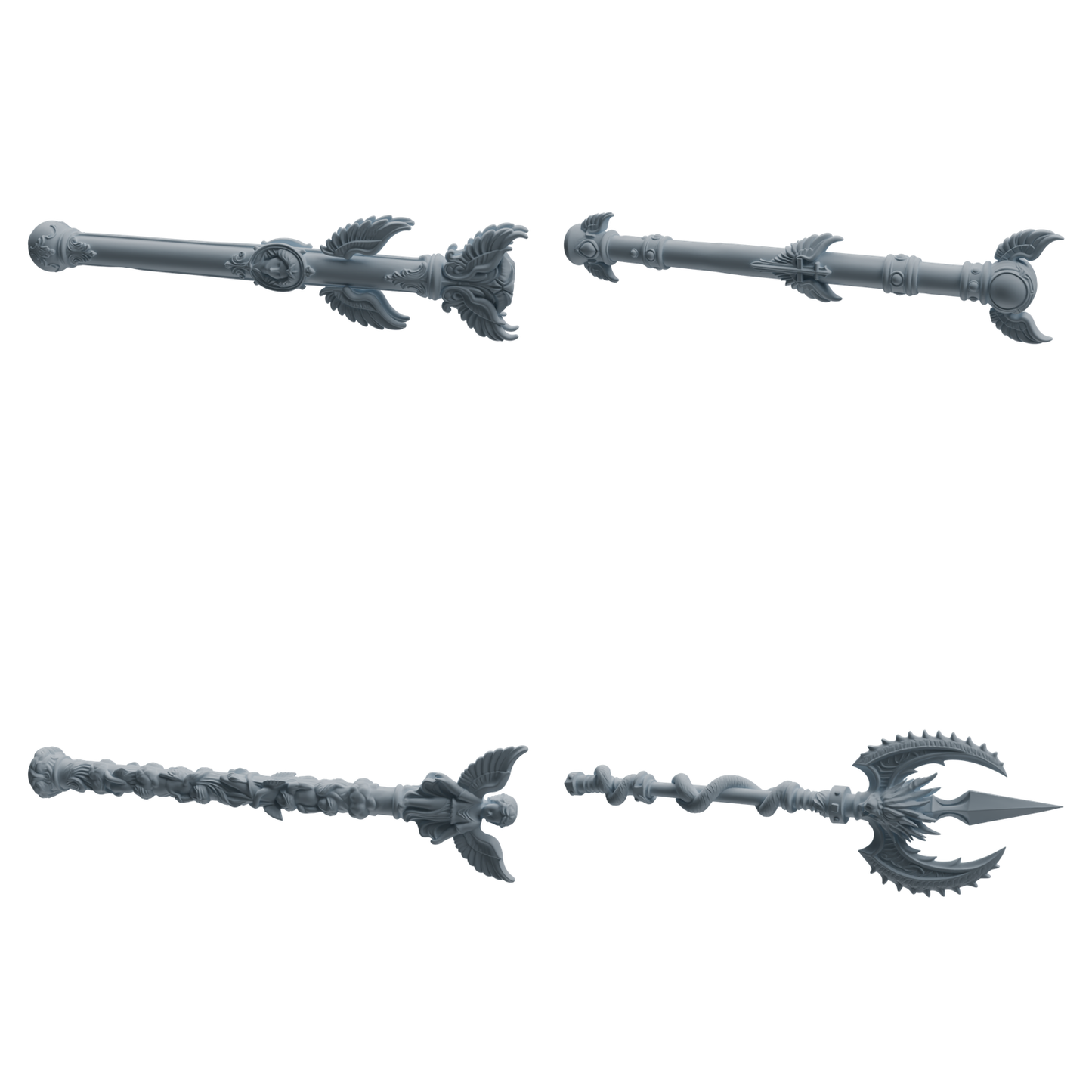 MRY-SFW LYGS424 Winged Decorative Scepter and Trident Weapon Modern Model 4 pcs