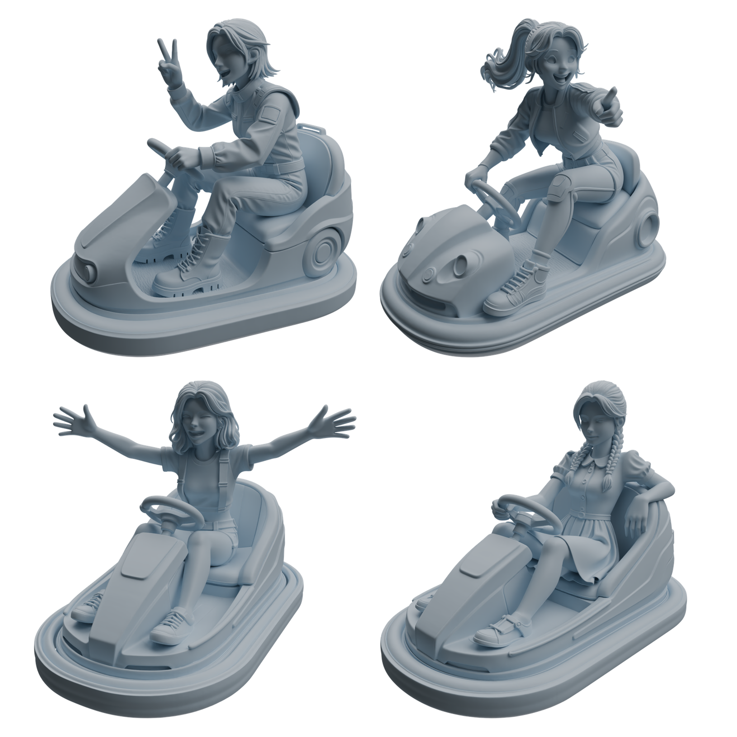 MRY-SFW LYTR1051 Amusement Park Bumper Car Female Character Modern Model 4 pcs