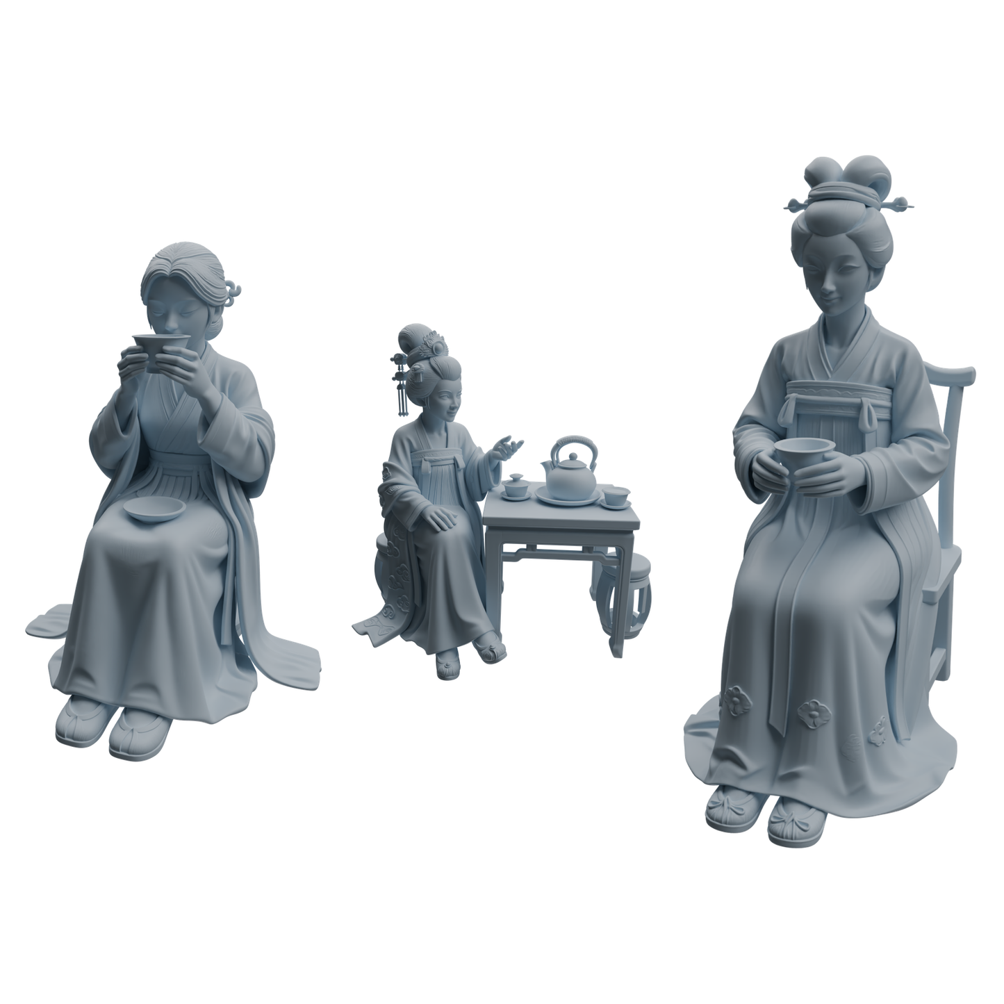 MRY-SFW LYTR983 Ancient Lady Tea Tasting Character Modern Model 3 pcs