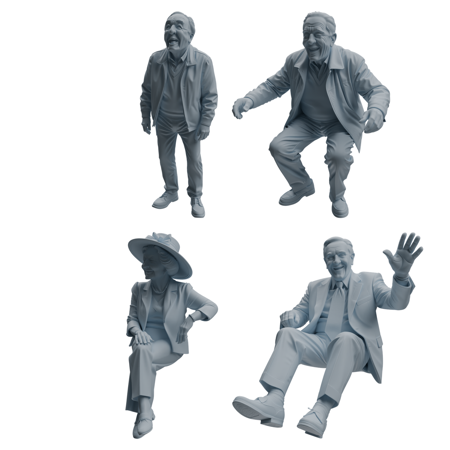 MRY-SFW LYTR1037 Joyful Interactive Elderly Character Modern Model 4 pcs