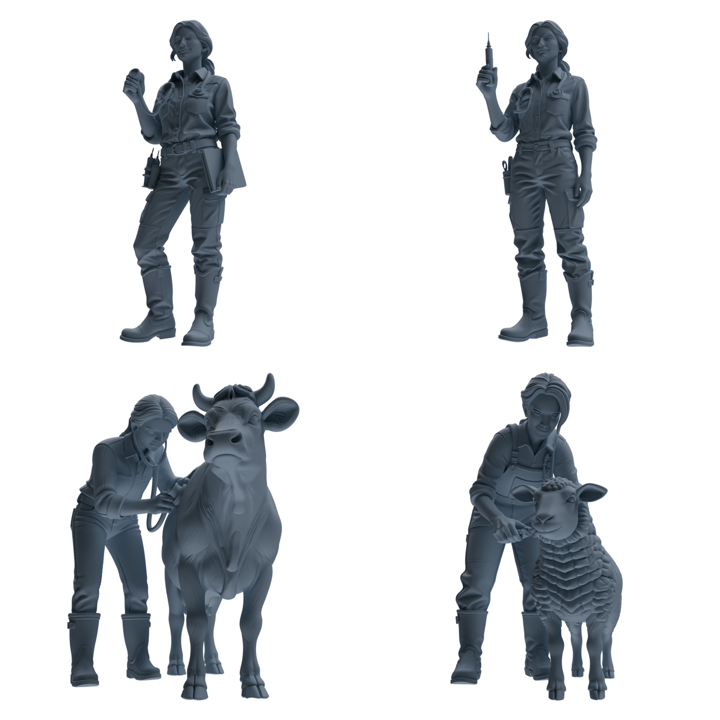 MRY-SFW LYTR912 Farm Veterinarian with Livestock Modern Model 4 pcs