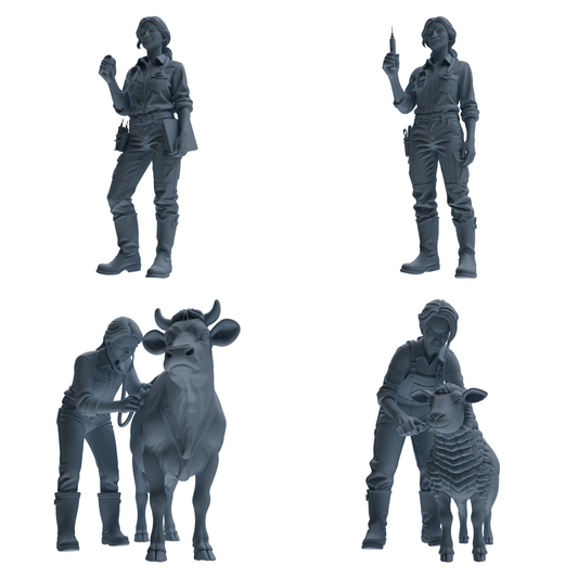MRY-SFW LYTR912 Farm Veterinarian with Livestock Modern Model 4 pcs
