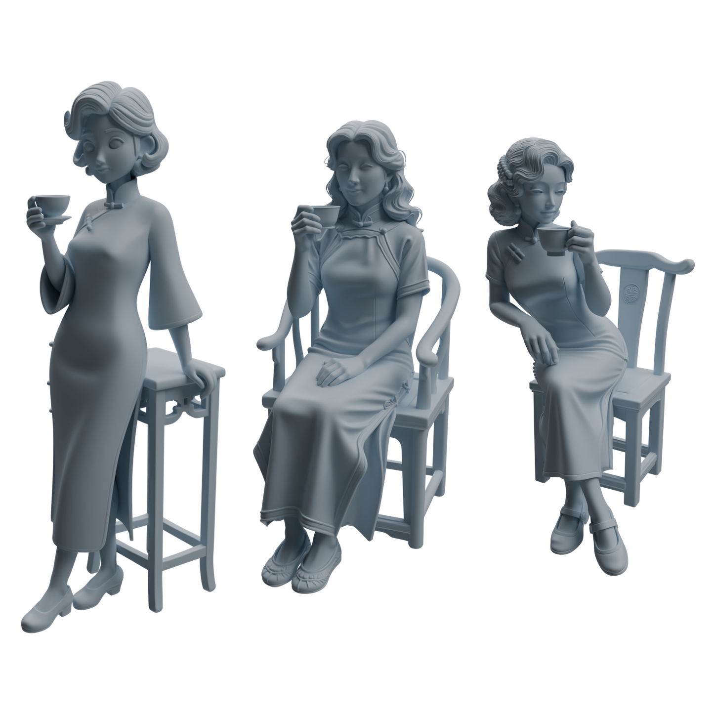 MRY-SFW LYTR984 Republic of China Qipao Lady Tea Character Modern Model 3 pcs