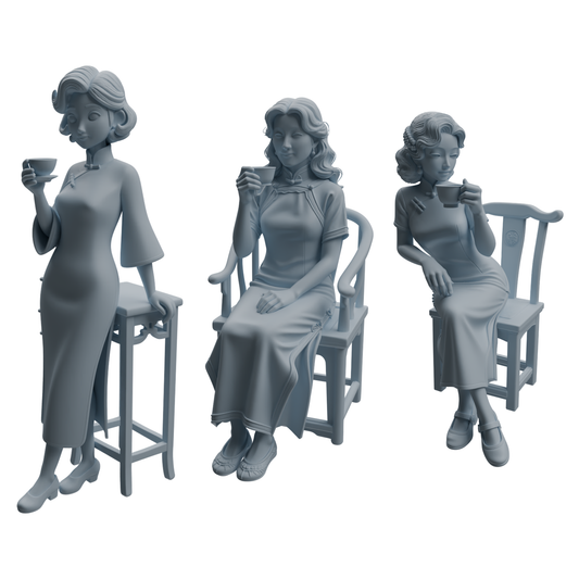 MRY-SFW LYTR984 Republic of China Qipao Lady Tea Character Modern Model 3 pcs